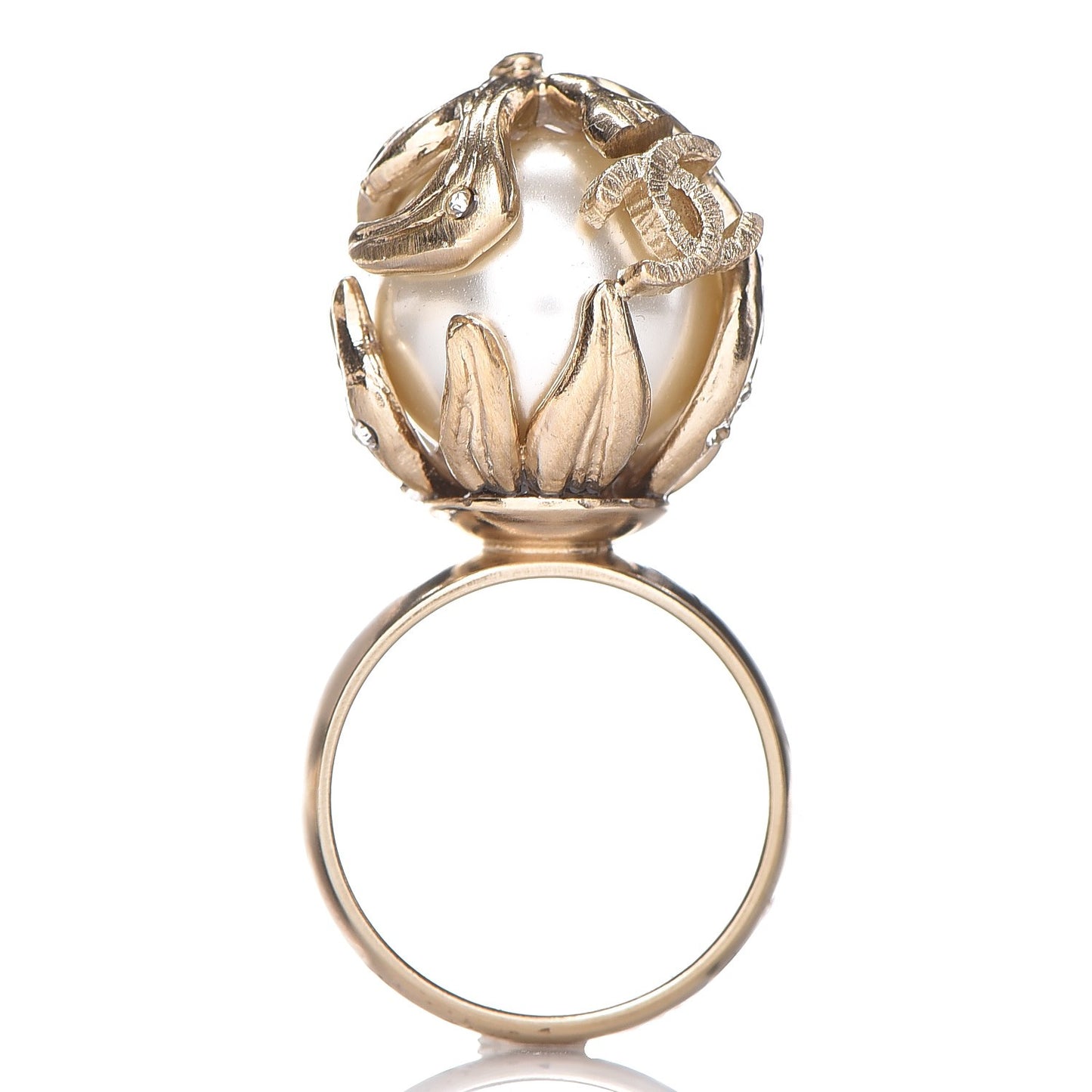 Pearl Crystal CC Ring Gold 6.5