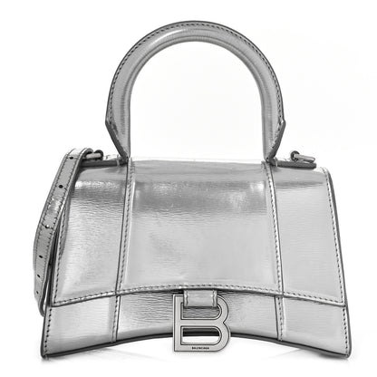 Balenciaga Metallic Textured Calfskin Hourglass Top Handle Bag XS Silver 1 of 14
