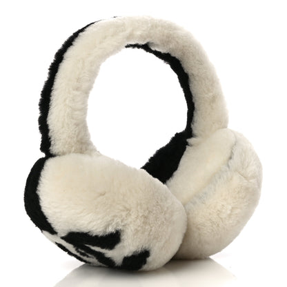 Chanel Shearling CC Ear Muffs Black White 2 of 6
