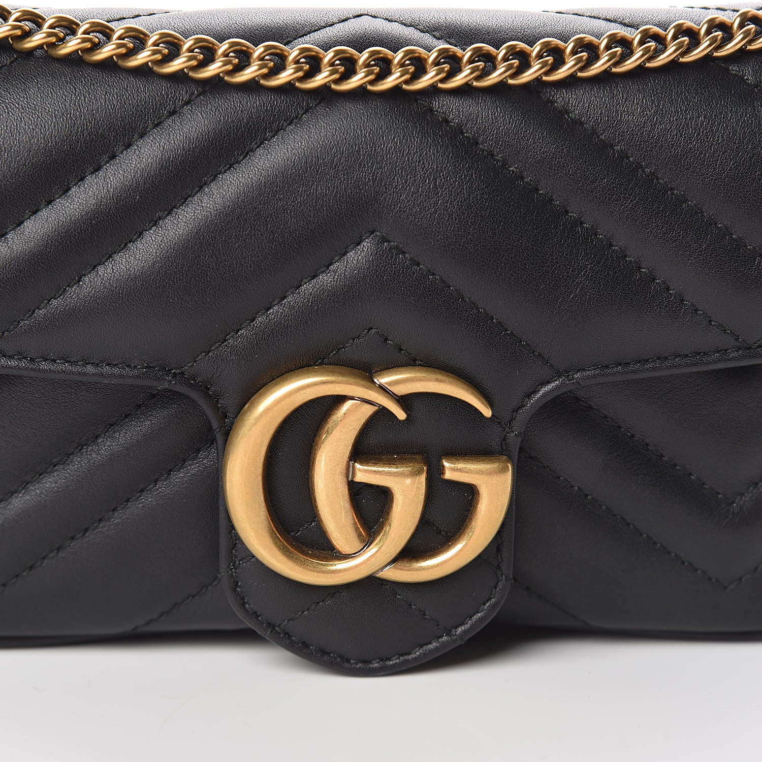 Gucci Calfskin Matelasse Super Mini GG Marmont Shoulder Bag Black 10 of 11