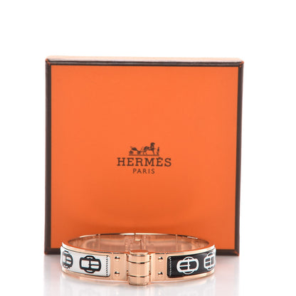 Hermes Enamel Printed Narrow Boucleries Modernes Hinged Bracelet M Black 7 of 7