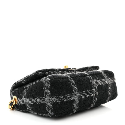 Chanel Wool Tweed Quilted Elegant Chain Flap Black Grey 4 of 10