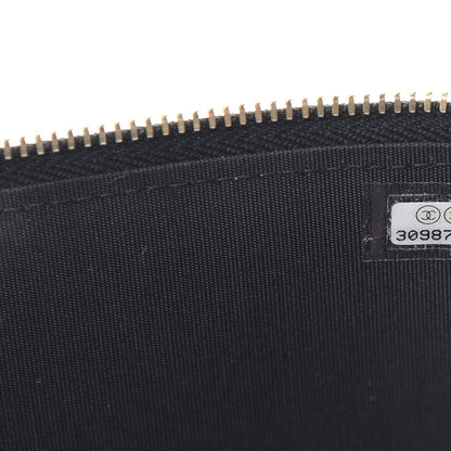 Chanel Raffia Jute Striped Small Vanity Case With Chain Black Beige 7 of 11