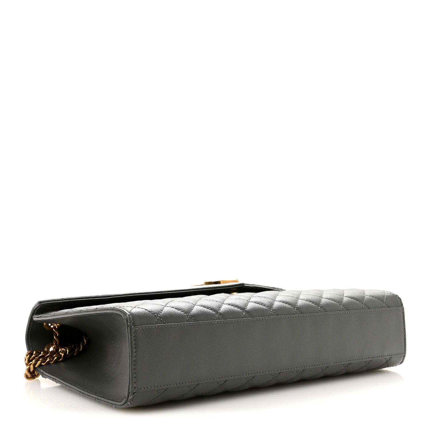 Saint Laurent Grain De Poudre Textured Mixed Matelasse Large Triquilt Monogram Satchel Storm Storm 4 of 11