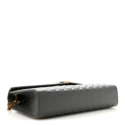 Saint Laurent Grain De Poudre Textured Mixed Matelasse Large Triquilt Monogram Satchel Storm Storm 4 of 11