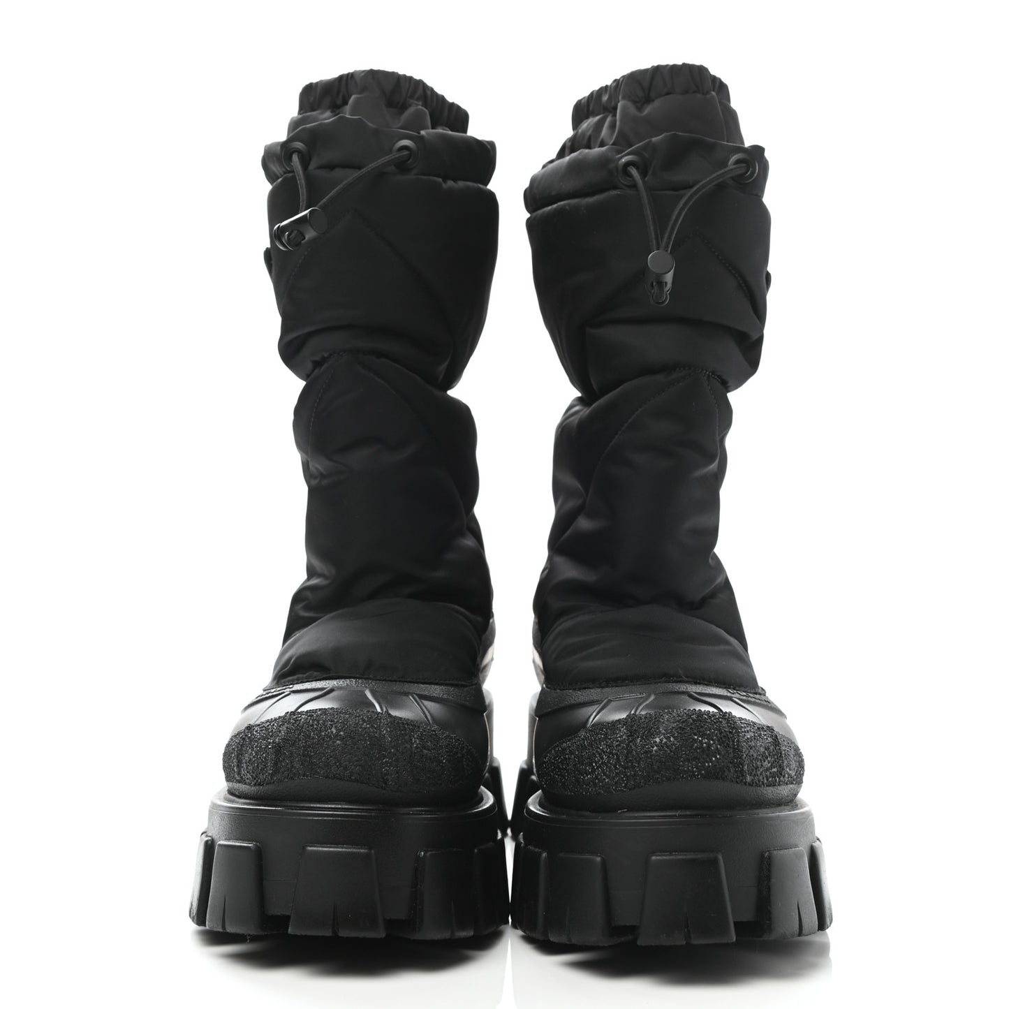 Re-Nylon Gabardine Rubber Triangle Logo Padded Monolith Drawcord 55mm Snow Boots 38.5 Black