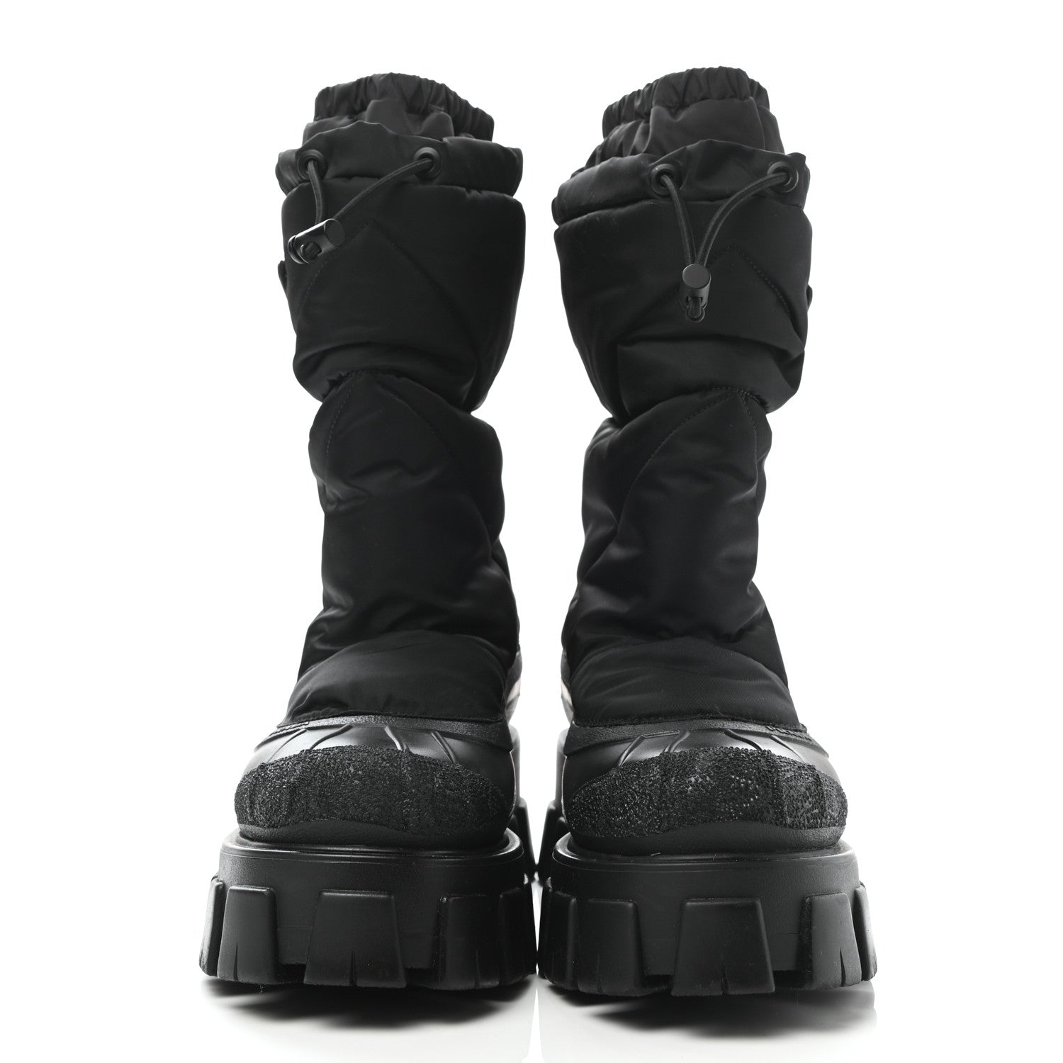 Prada Re-Nylon Gabardine Rubber Triangle Logo Padded Monolith Drawcord 55mm Snow Boots 38.5 Black 2 of 7