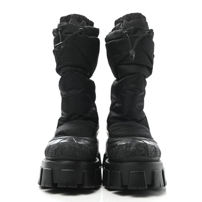 Prada Re-Nylon Gabardine Rubber Triangle Logo Padded Monolith Drawcord 55mm Snow Boots 38.5 Black 2 of 7