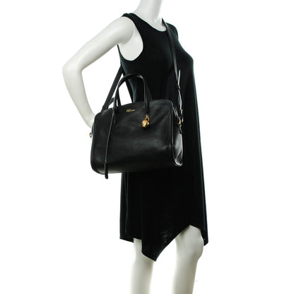 Alexander McQueen Pebbled Calfskin Small Skull Padlock Zip Around Tote Black 2 of 8