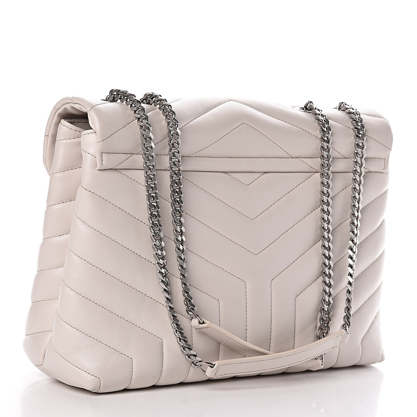 Calfskin Y Quilted Monogram Medium Loulou Chain Satchel Ivory