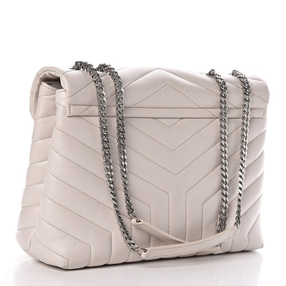 Saint Laurent Calfskin Y Quilted Monogram Medium Loulou Chain Satchel Ivory 3 of 11