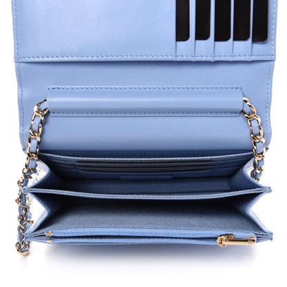 Chanel Lambskin Quilted Mini Wallet On Chain WOC Light Blue 5 of 11