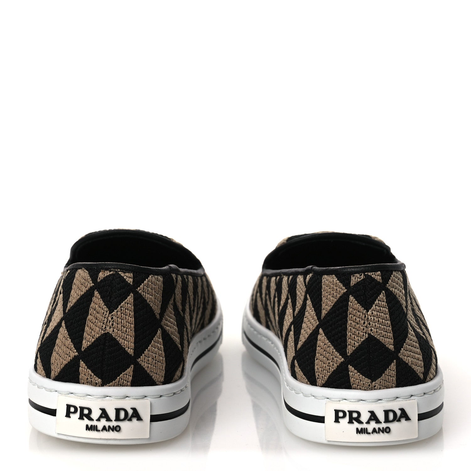 Prada Jacquard Trianglolo Symbole Embroidered Metal Triangle Logo Slip On Sneakers 36.5 Corda Black 6 of 11