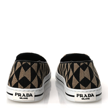 Prada Jacquard Trianglolo Symbole Embroidered Metal Triangle Logo Slip On Sneakers 36.5 Corda Black 6 of 11