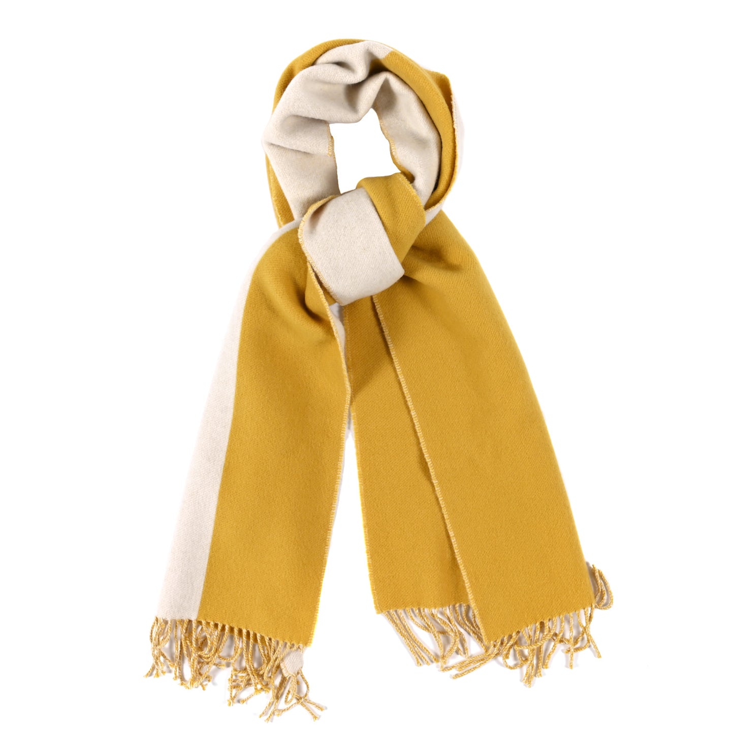 Cashmere Casaque Double H Muffler Jaune De Naples Ivory