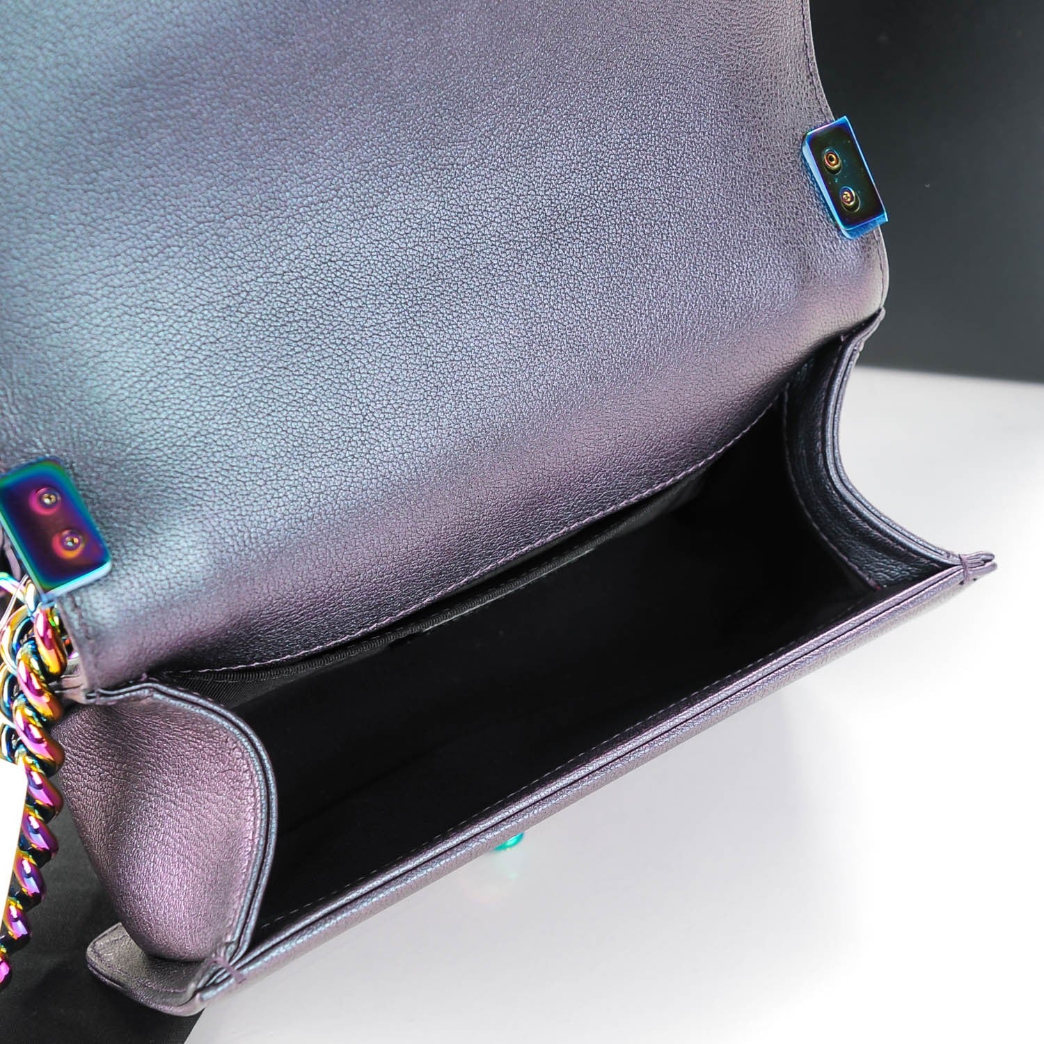 Chanel Iridescent Goatskin Quilted Small Boy Flap Purple 5 of 7