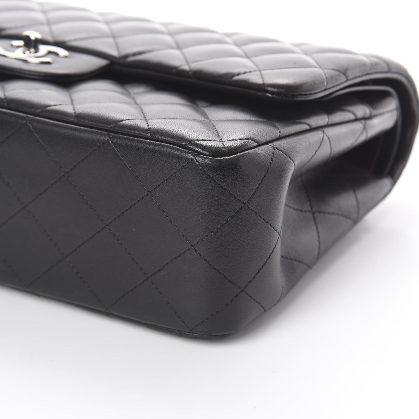 Lambskin Quilted Jumbo Double Flap Black