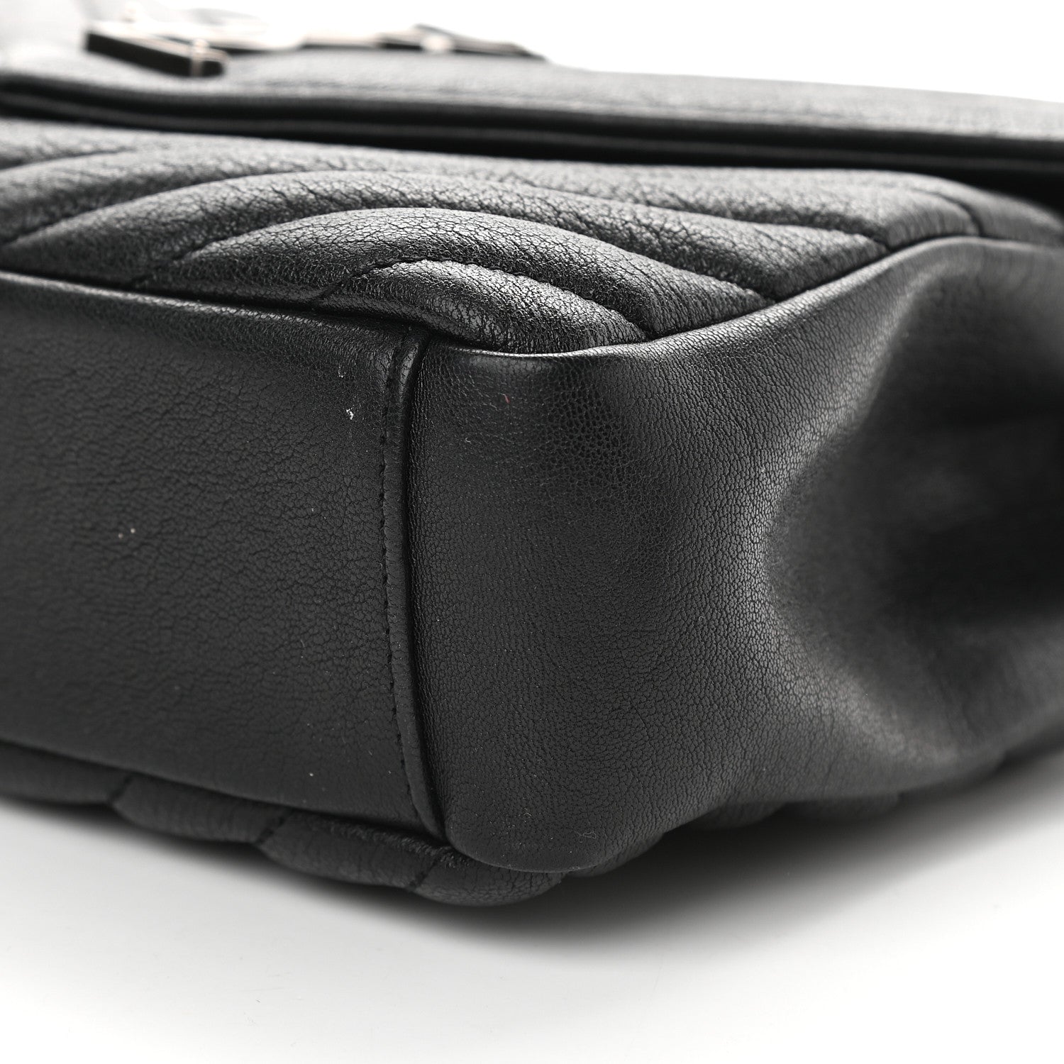 Saint Laurent Sheepskin Matelasse Chevron Monogram Medium College Bag Black 10 of 11