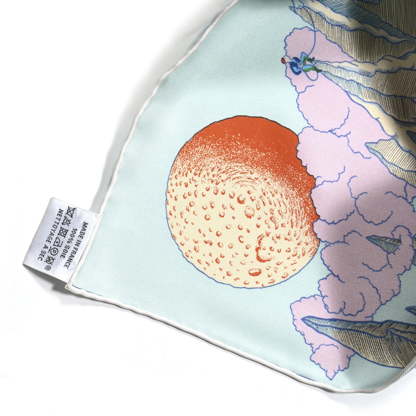 Silk Cosmographia Universalis Scarf 90 Turquoise Jaune Rose