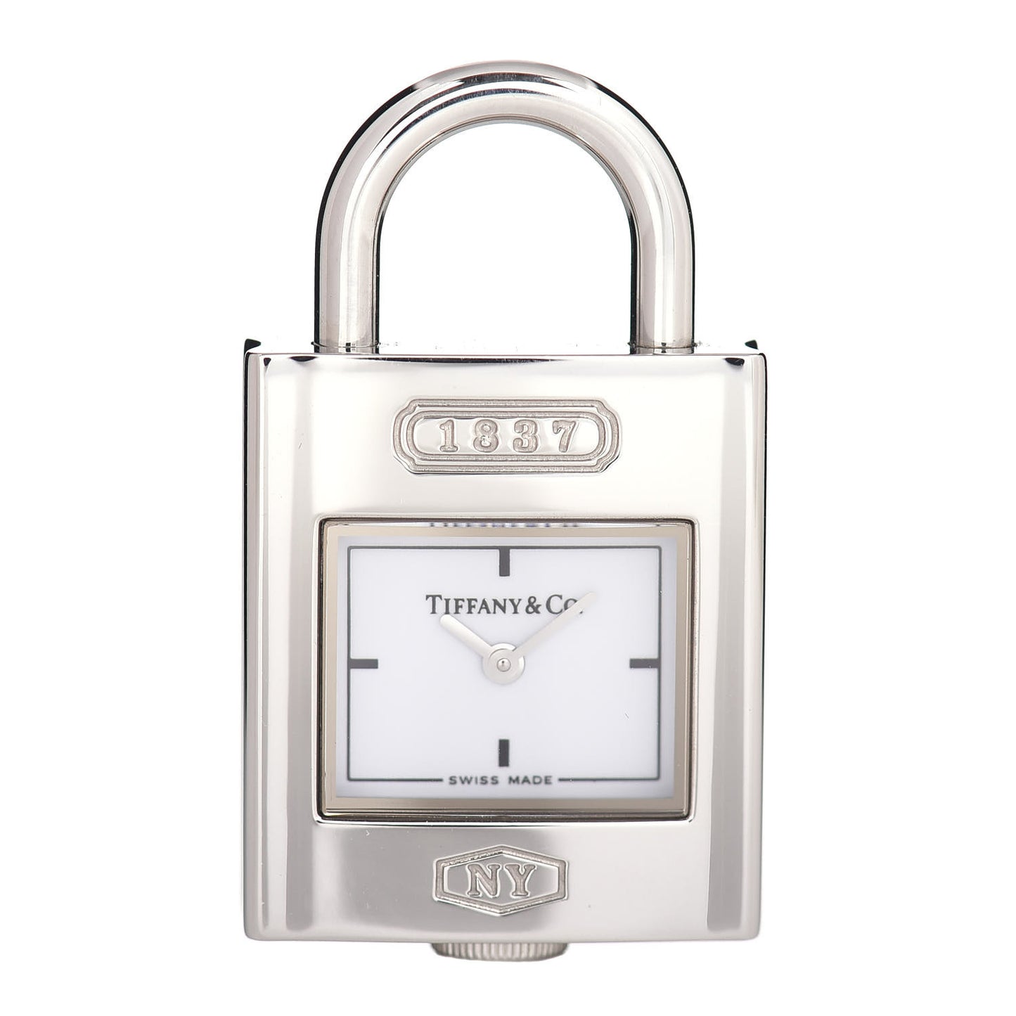 Stainless Steel Mother of Pearl Clock Lock Charm