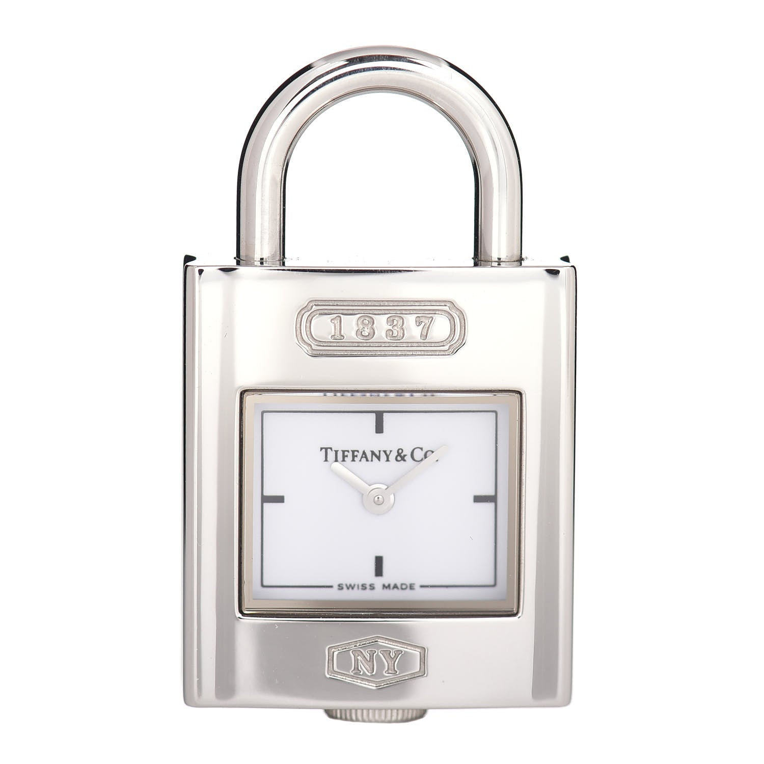 Tiffany Stainless Steel Mother of Pearl Clock Lock Charm 1 of 2