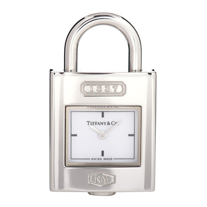 Tiffany Stainless Steel Mother of Pearl Clock Lock Charm 1 of 2