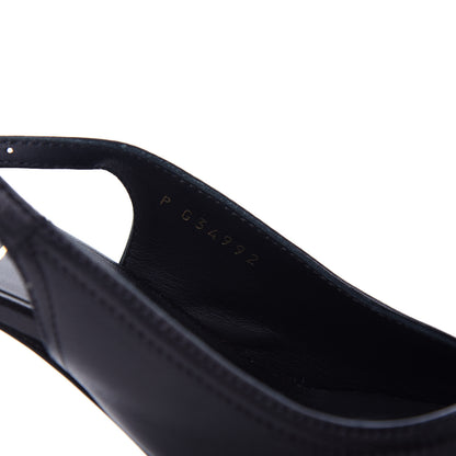 Chanel Lambskin Grosgrain Crystal Cap Toe Logo Slingback Pumps 38.5 Black 10 of 11