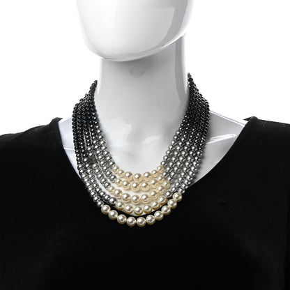 Chanel Graduated Pearl CC Multi Strand Short Necklace Ruthenium Grey Black 2 of 6