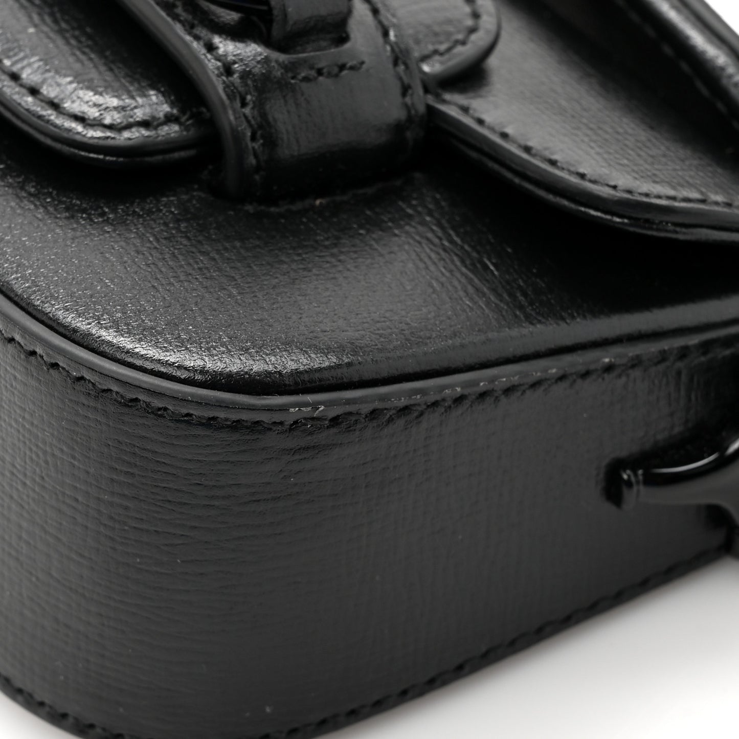 Azalea Calfskin Web Horsebit 1955 Wallet On Strap Black