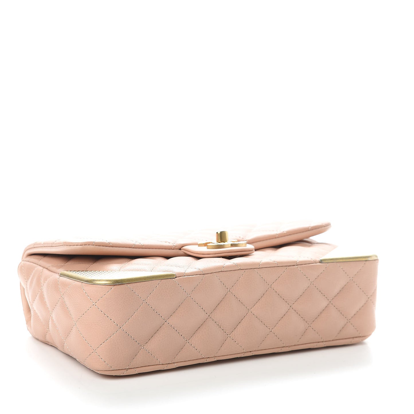 Calfskin Quilted Rock The Corner Flap Beige