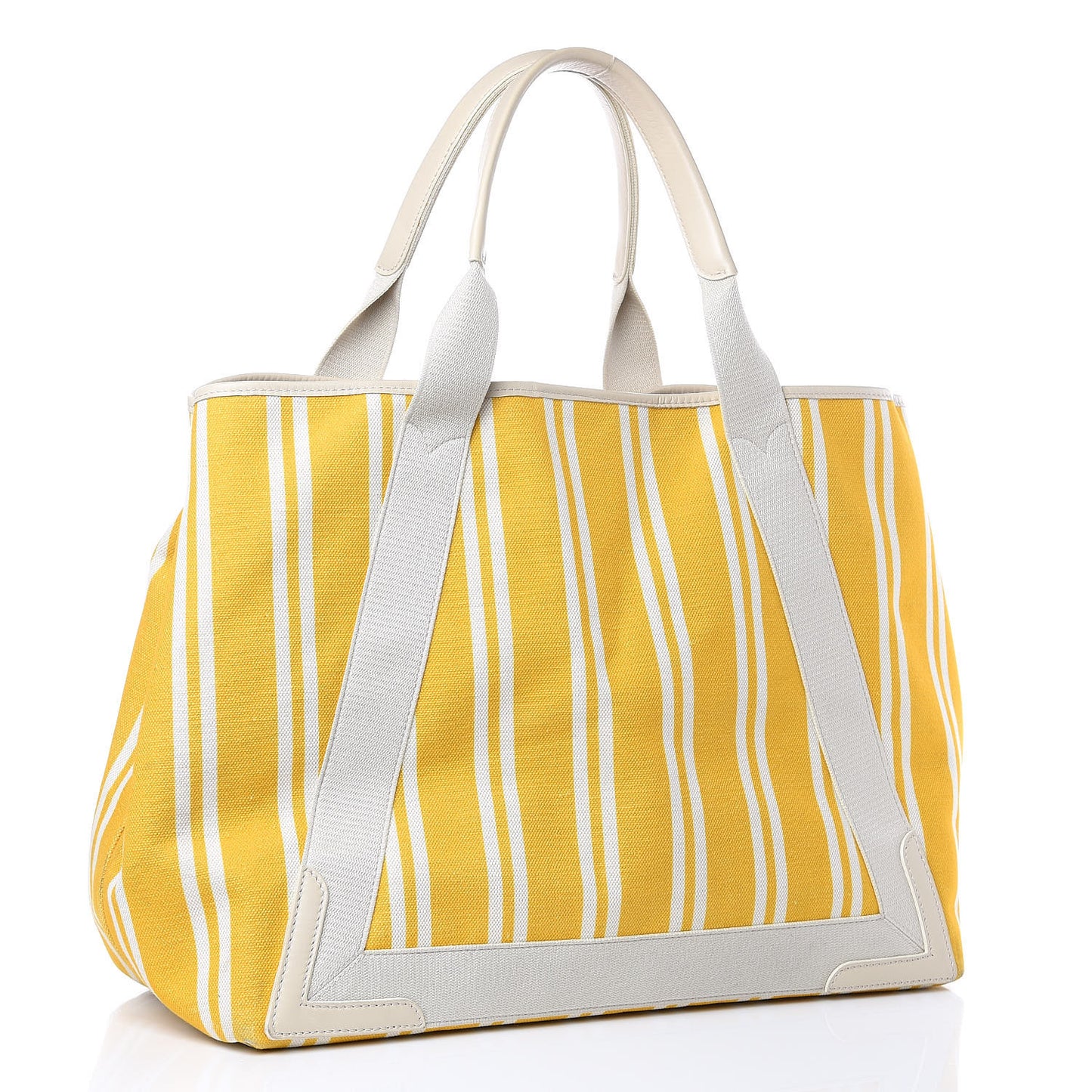 Canvas Navy Striped M Cabas Tote Moutarde