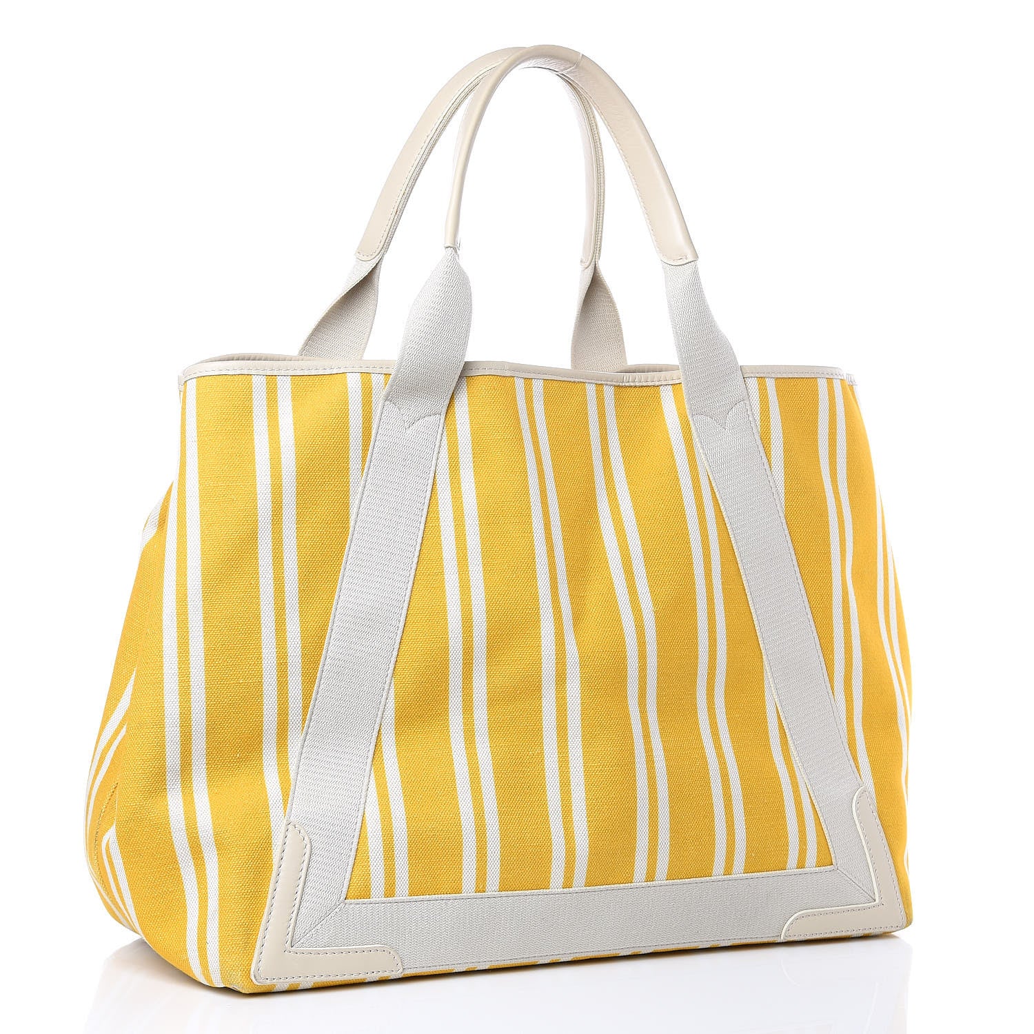 Balenciaga Canvas Navy Striped M Cabas Tote Moutarde 5 of 15