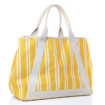 Balenciaga Canvas Navy Striped M Cabas Tote Moutarde 5 of 15