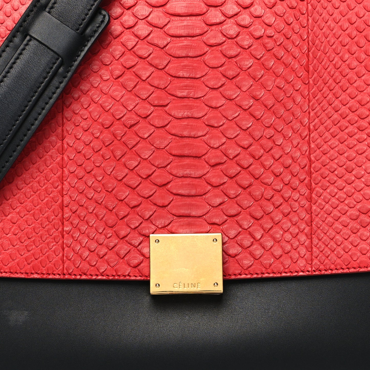 Snakeskin Calfskin Medium Trapeze Red Black