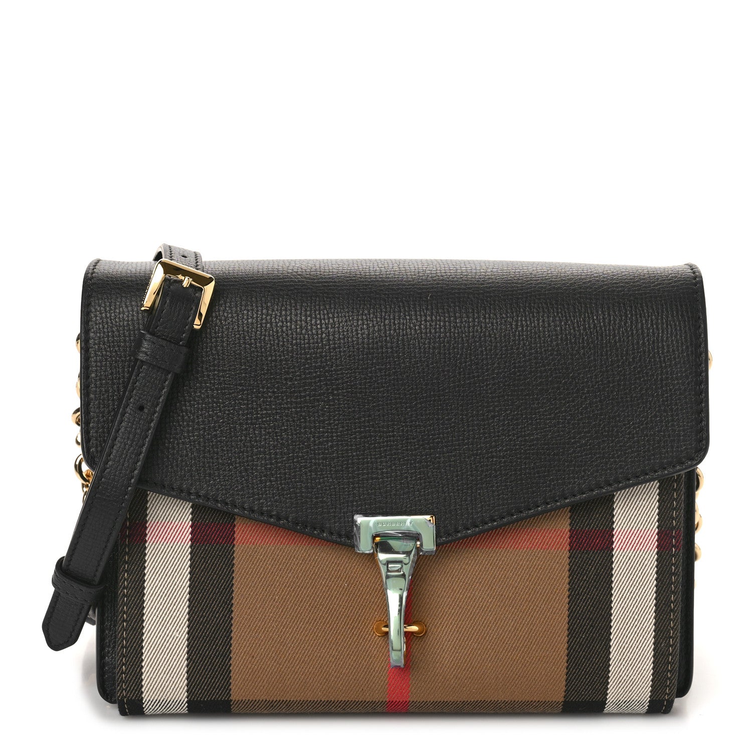 Burberry Derby Calfskin House Check Small Macken Crossbody Bag Black 1 of 8