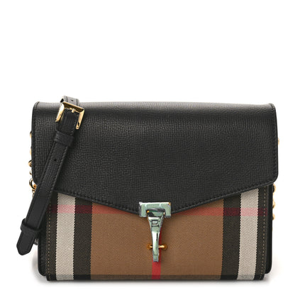 Burberry Derby Calfskin House Check Small Macken Crossbody Bag Black 1 of 8