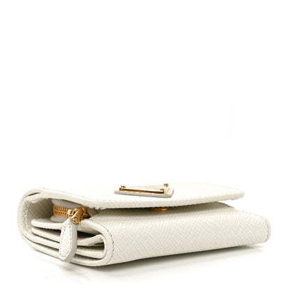 Prada Saffiano Metal Tri-Fold Wallet White 4 of 7