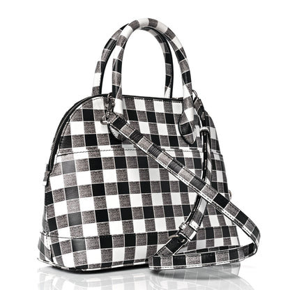 Balenciaga Calfskin Checked S Ville Top Handle Bag Black 2 of 9