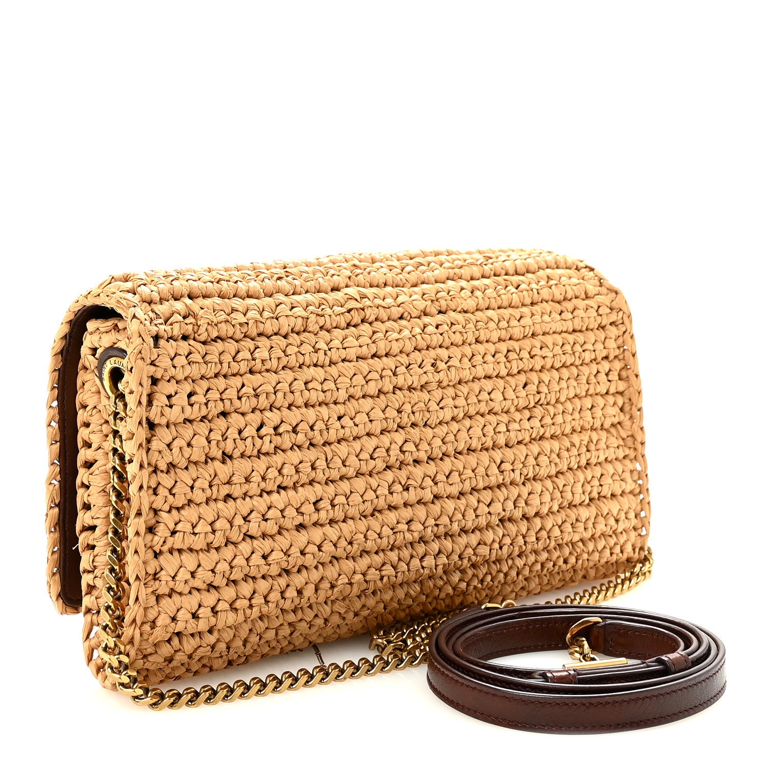 Saint Laurent Raffia Monogram Tassel Kate 99 Dark Nude 3 of 9