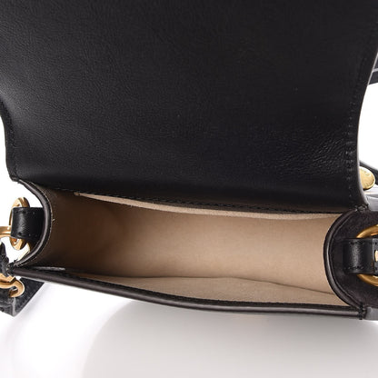 Chloe Calfskin Suede Floral Patchwork Small Nile Bracelet Bag Black 5 of 8