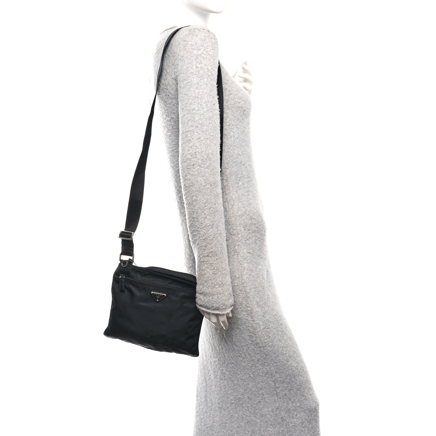 Nylon Vela Flat Messenger Bag Black