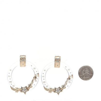 Chanel Acrylic Crystal Pearl CC Earrings Gold 2 of 5