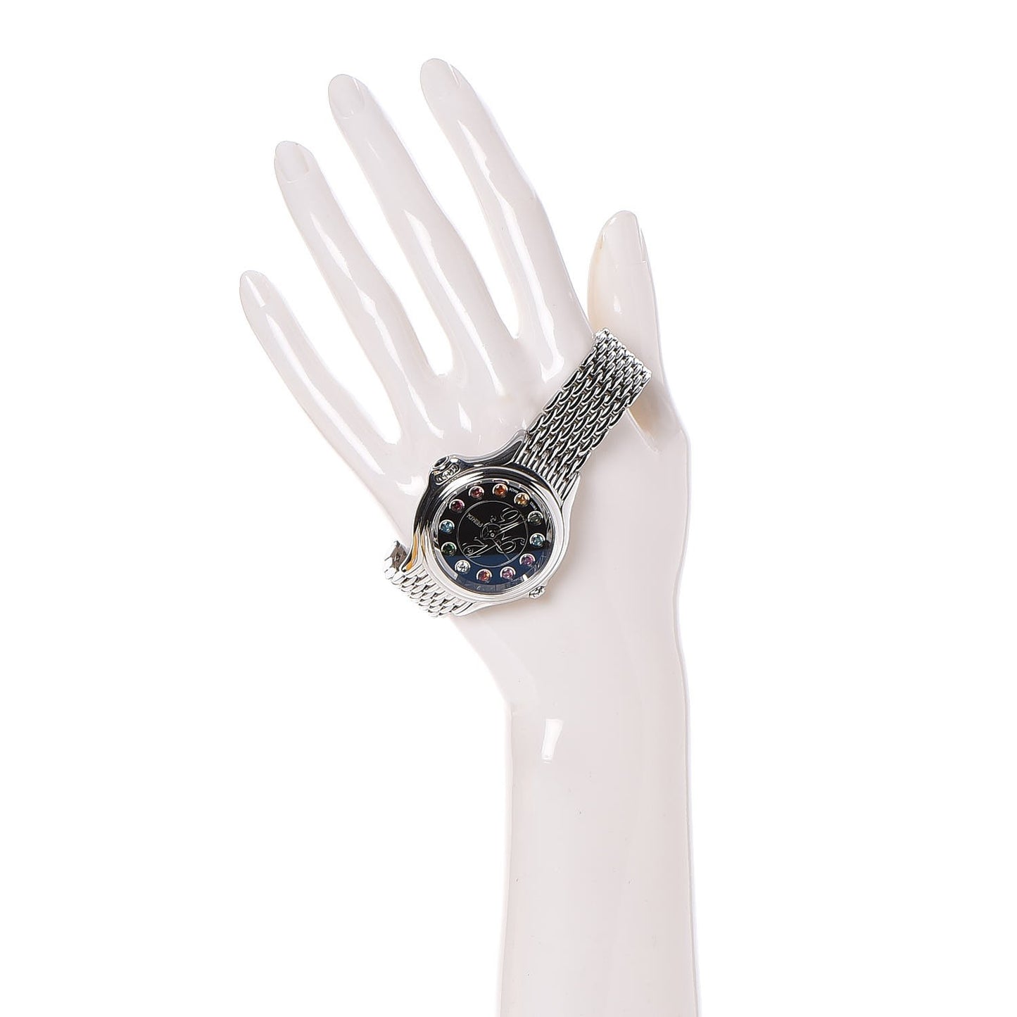 Stainless Steel Diamond Topaz 38mm Crazy Carats Rotating Gem Quartz Watch Black
