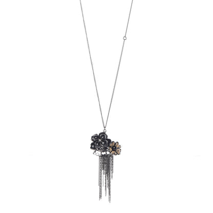 Chanel Ruthenium Gripoix CC Camellia Necklace Black 1 of 9