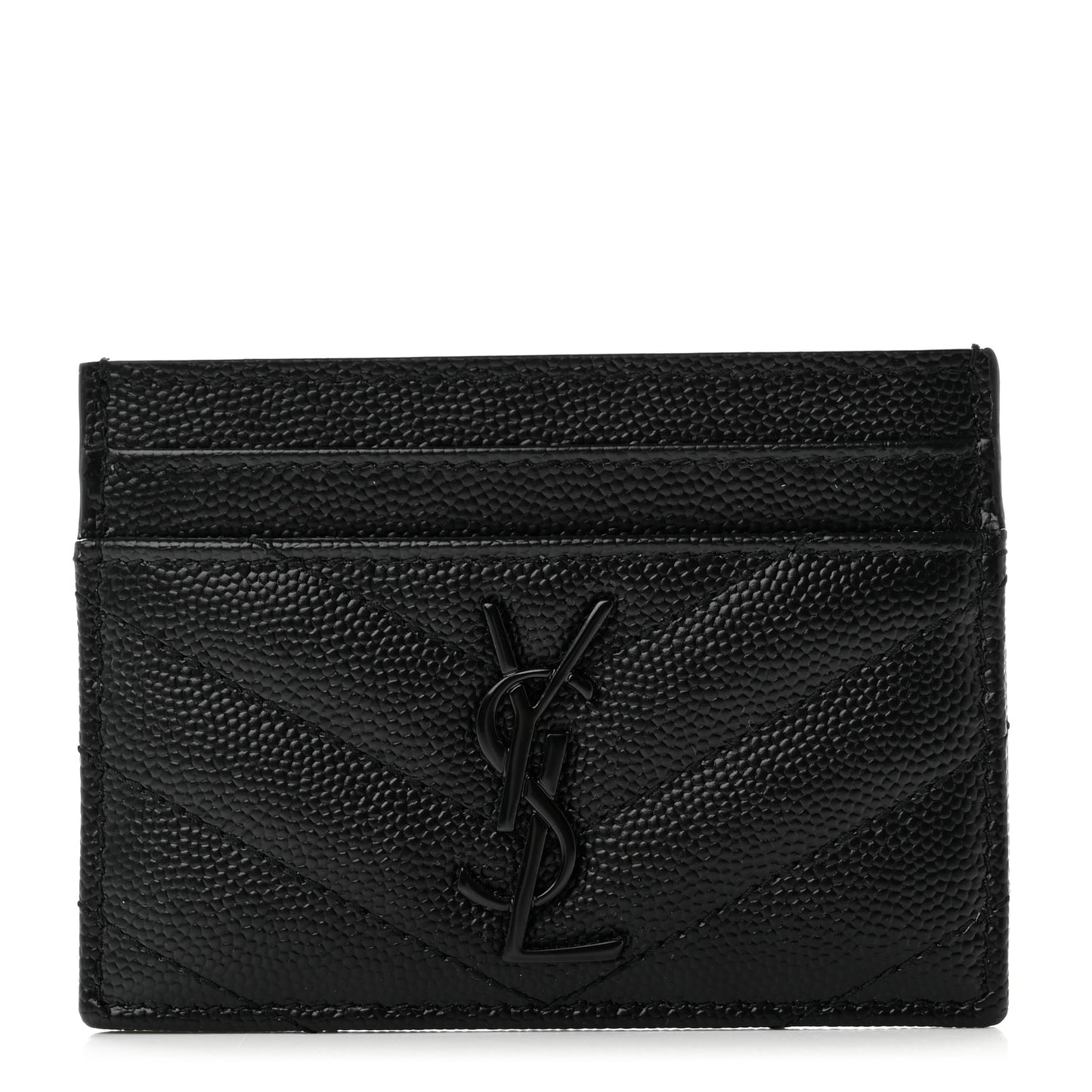 Grain De Poudre Matelasse Chevron Monochrome Monogram Credit Card Case Black