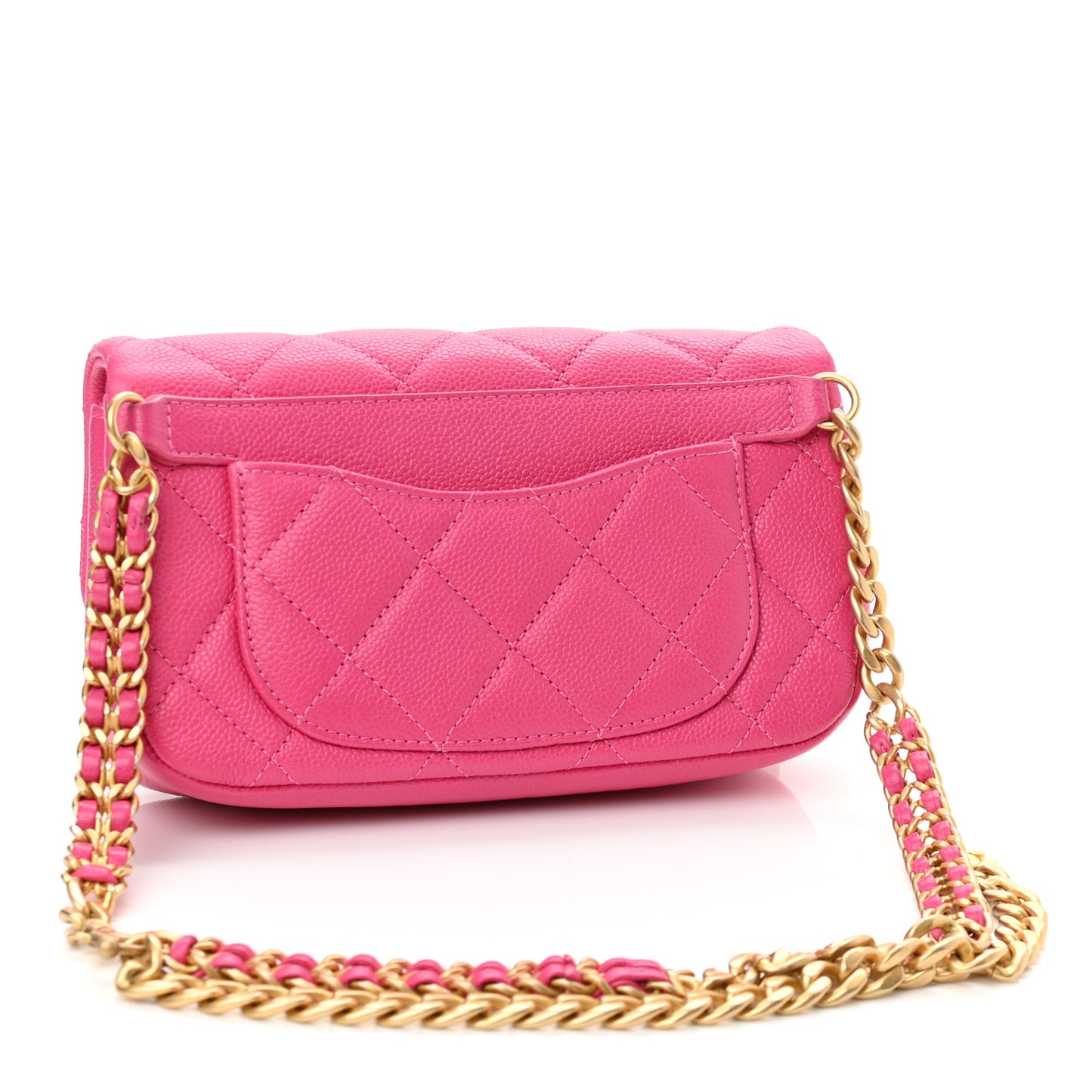 Caviar Quilted Chain Melody Waist Belt Bag Dark Pink