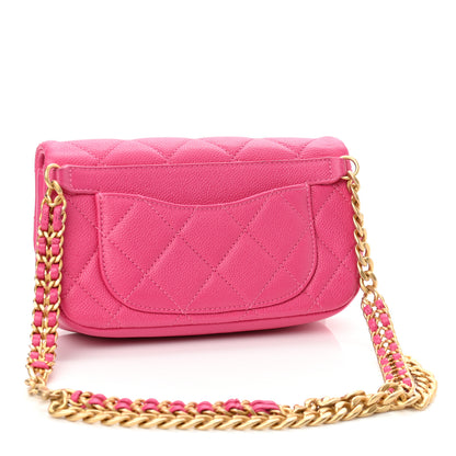 Chanel Caviar Quilted Chain Melody Waist Belt Bag Dark Pink 3 of 11
