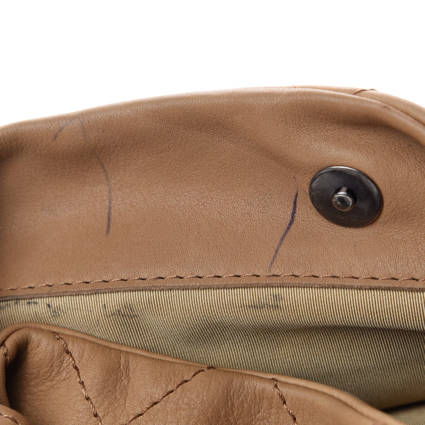 Calfskin Stitched Double Zip Hobo Beige