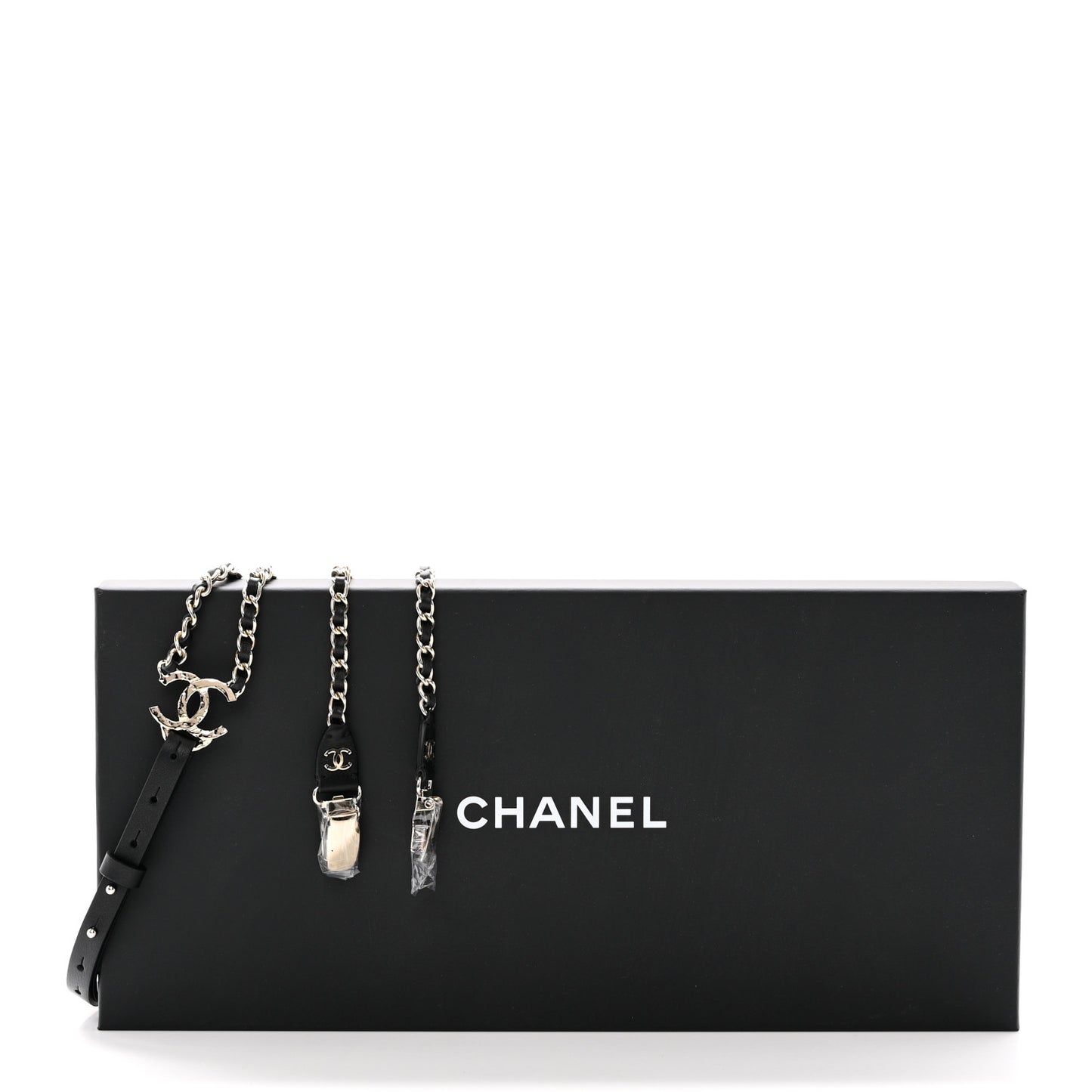 Calfskin CC Chain Suspenders M Black