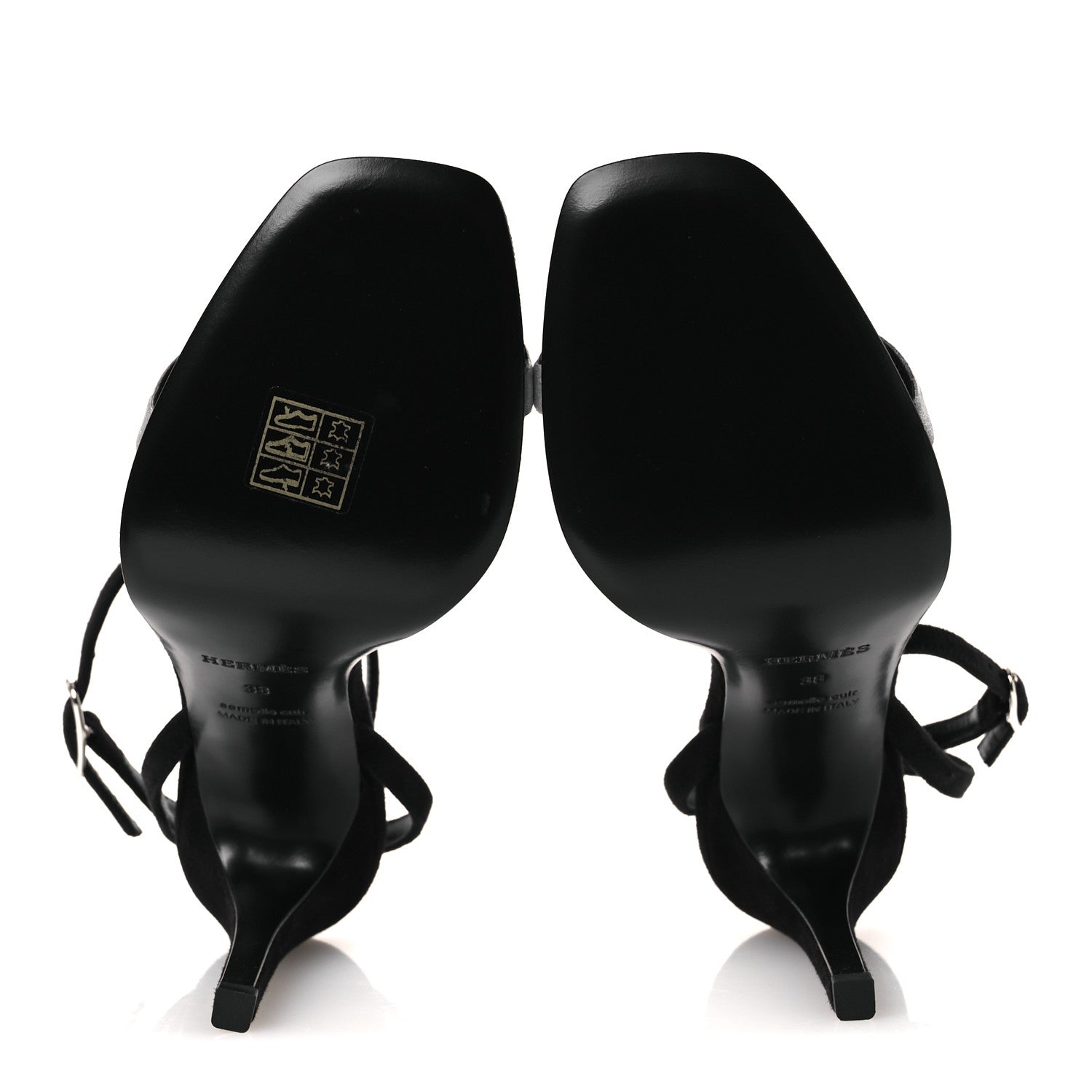 Hermes Metallic Suede Goatskin Luz 105 Sandals 38 Black Gris Argente 7 of 11